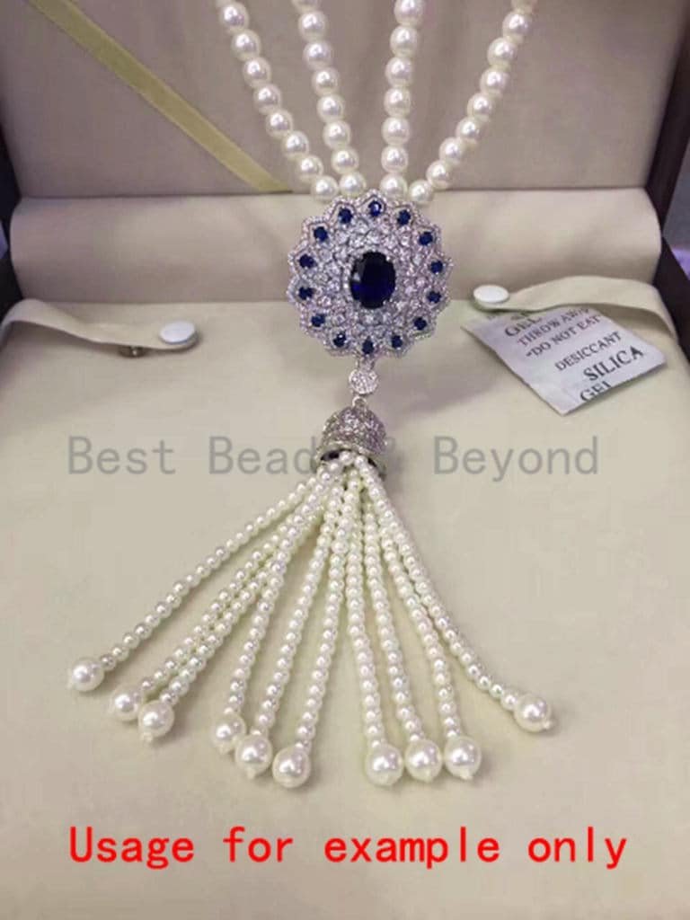 CZ Micro Pave Flower pendant with pearl, sku#L148