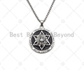 David Star Pendant Stainless Steel Silver Chain Necklace-Men's Necklace - Engraved Symbolic Jewelry - Pendant Necklace, sku#L340
