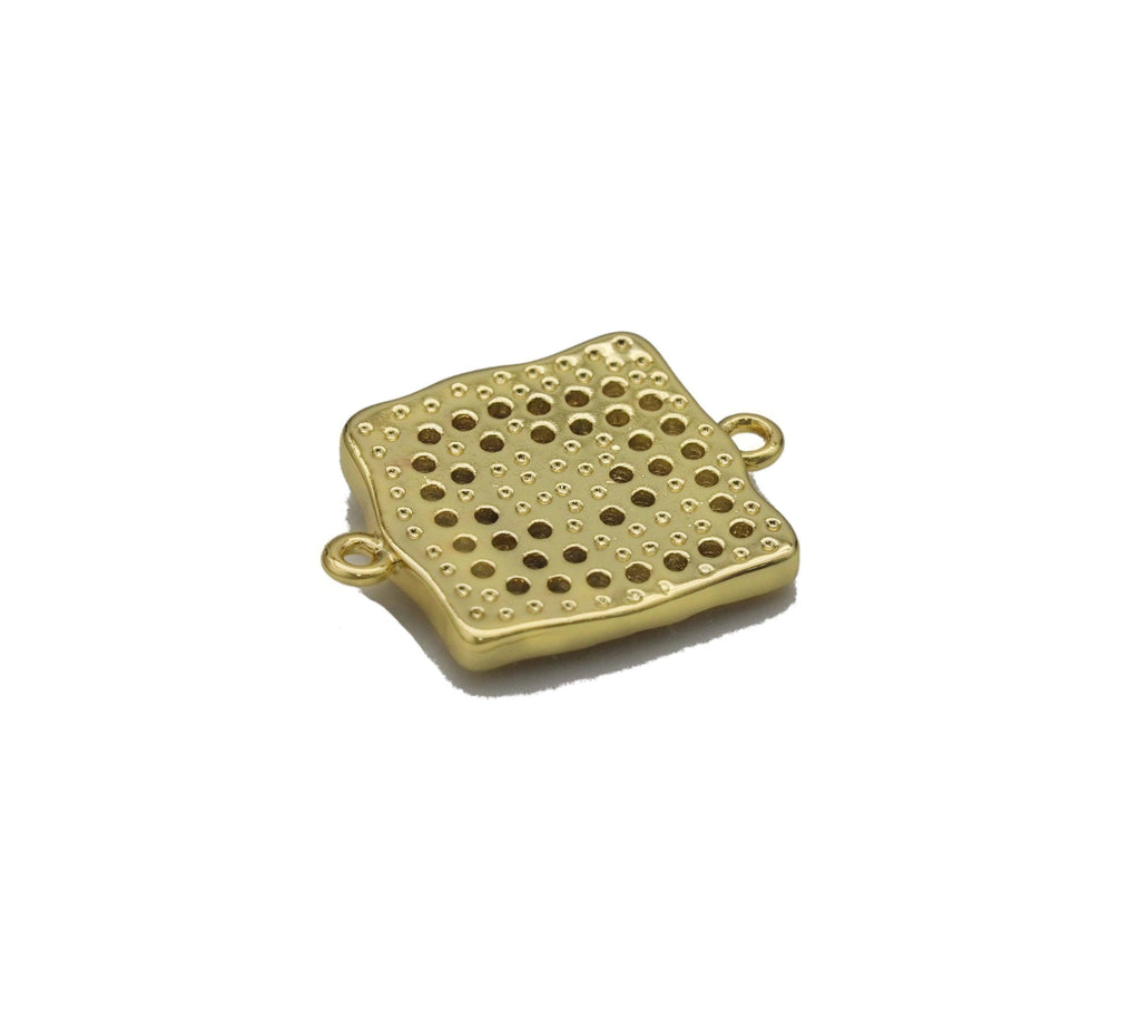 CZ Gold Star Cresent Moon Square Connector Charm, Sku#LK770