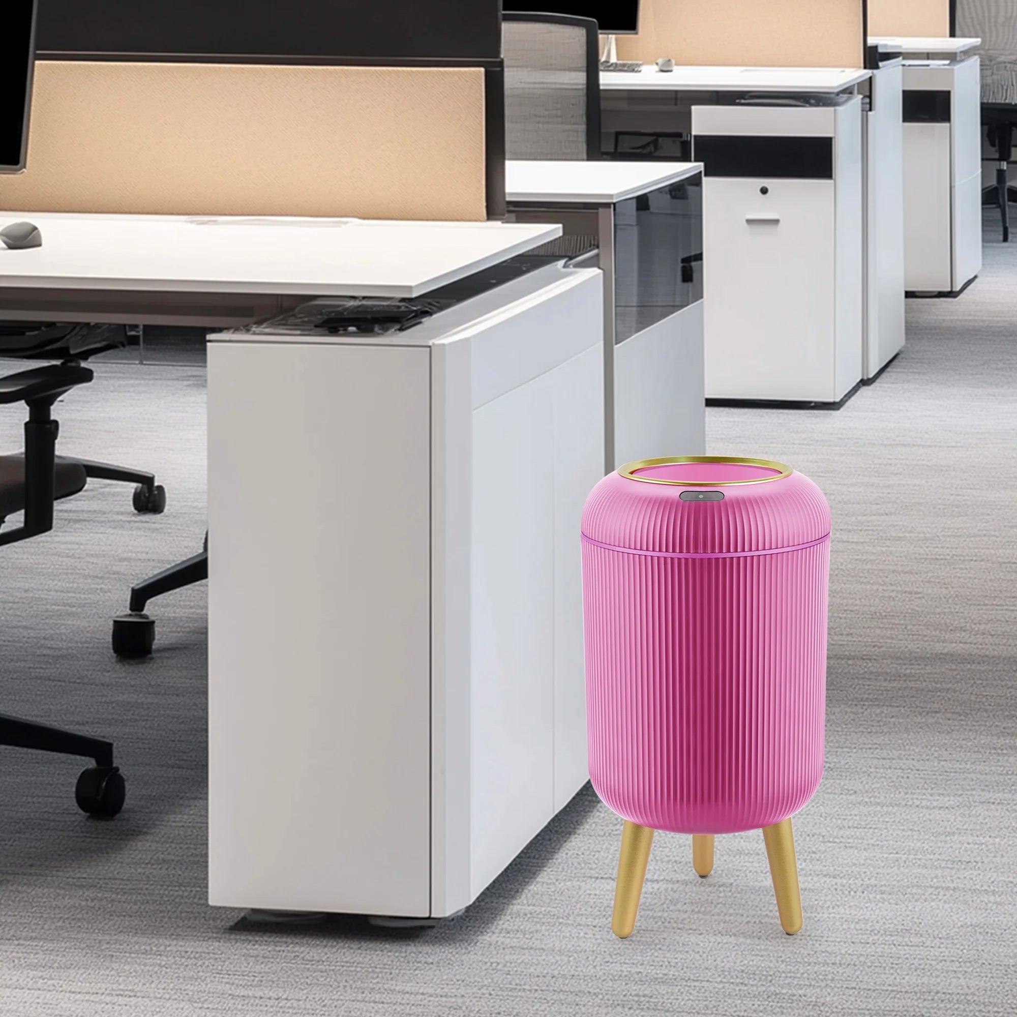 Small Automatic Sensor Garbage Can, Touchless, Waterproof, Pink, for Kitchen or Bathroom