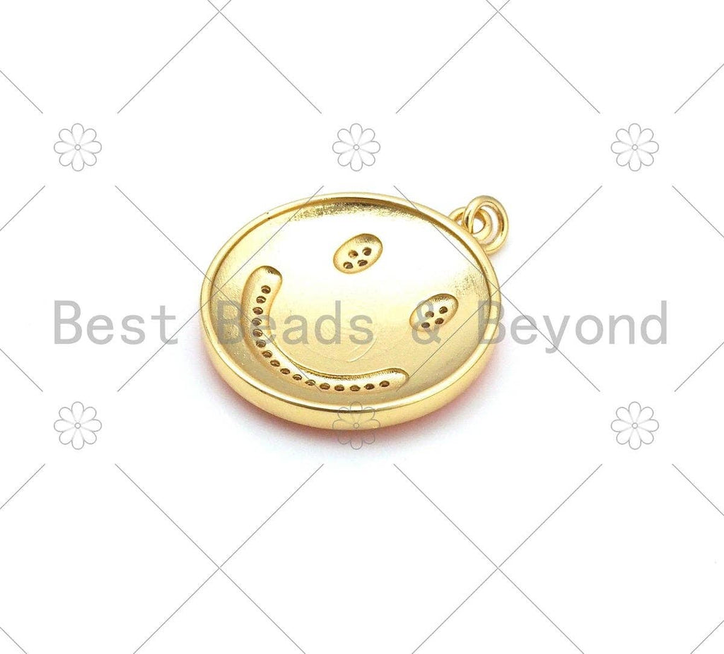 CZ Micropave Colorful Enamel Smiley Face Shape Pendant, 18K Gold Filled Smiley Face Charm, Necklace Bracelet Charm Pendant,24x28mm,Sku#ML51