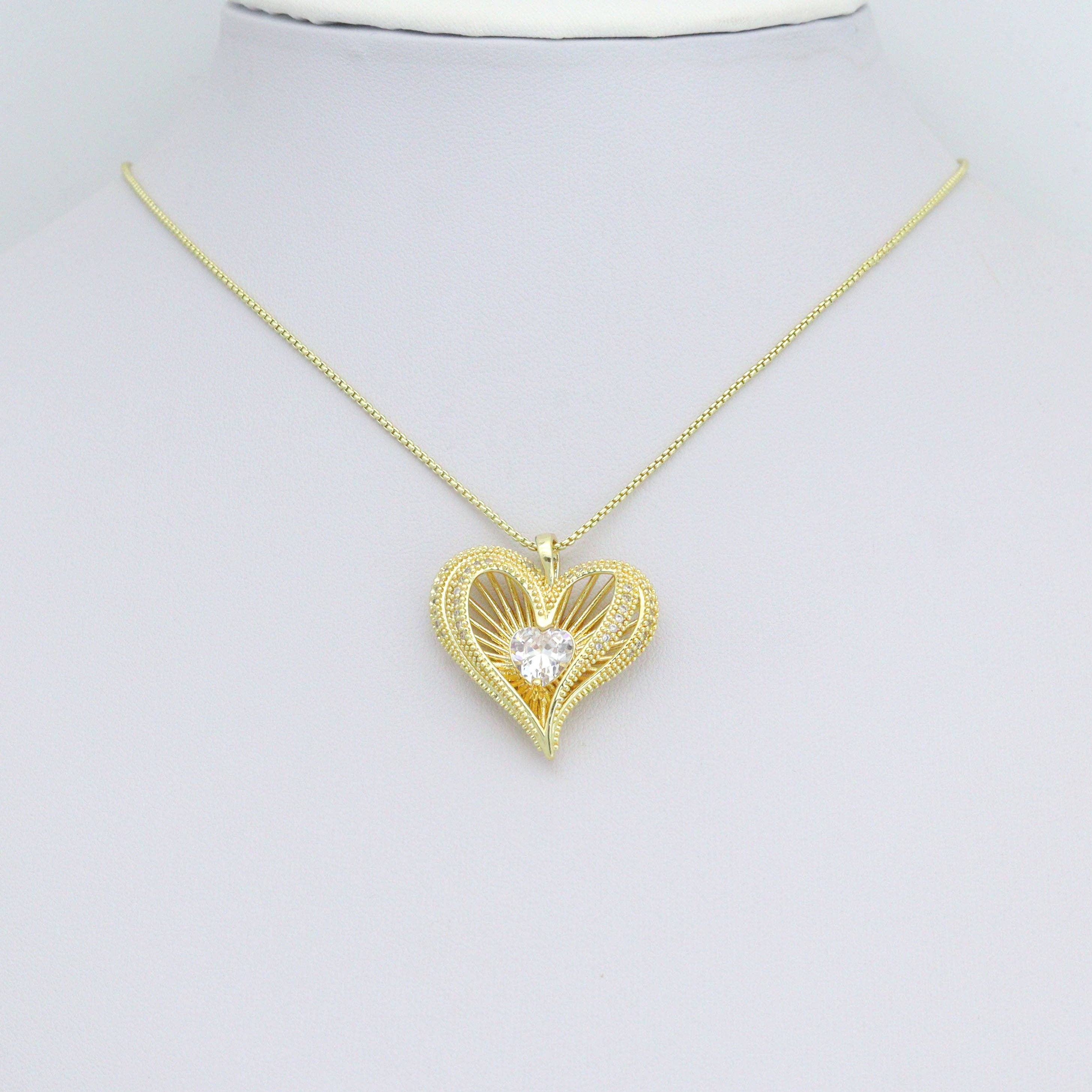 Heart CZ Gold Layered Heart Charm Pendant,Sku#LX875