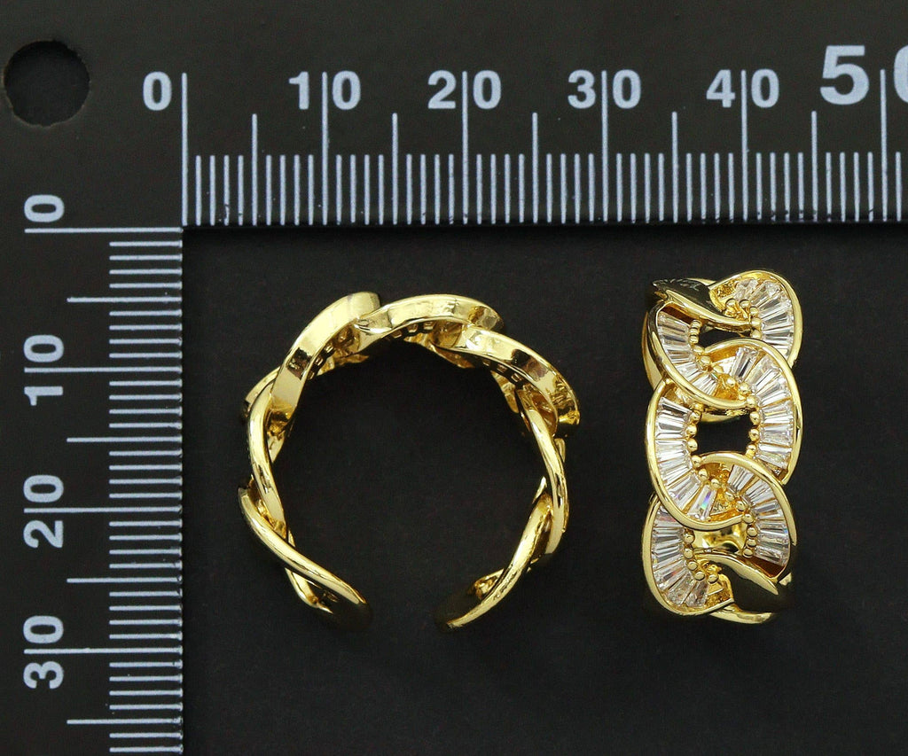 CZ Oval Link Adjustable Ring, Sku#LD238