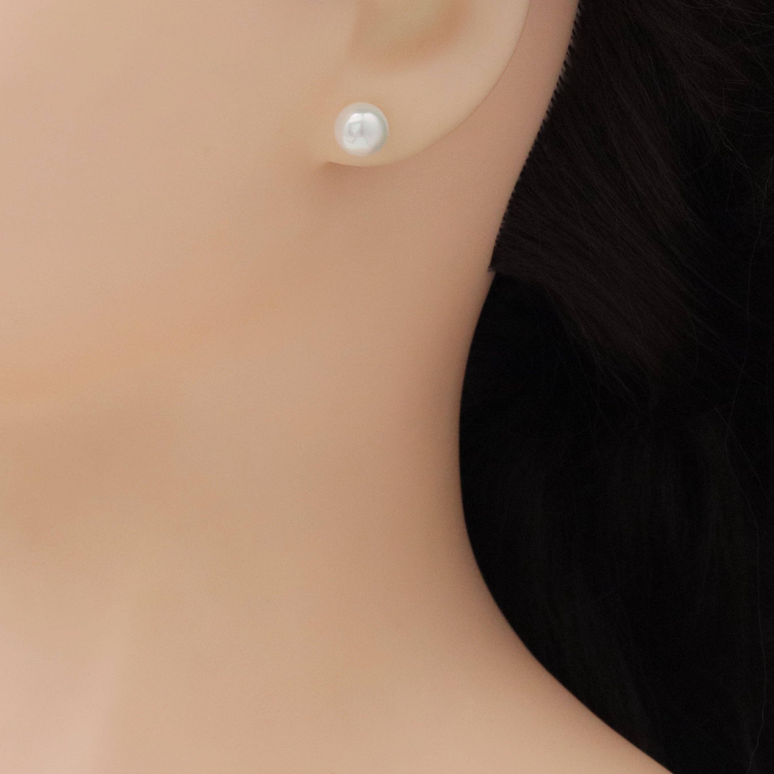 White Mother of Pearl Stud Earrings, Sku#EF529