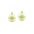 Gold Flower On Round Coin Charm Pendant,Sku#LX864