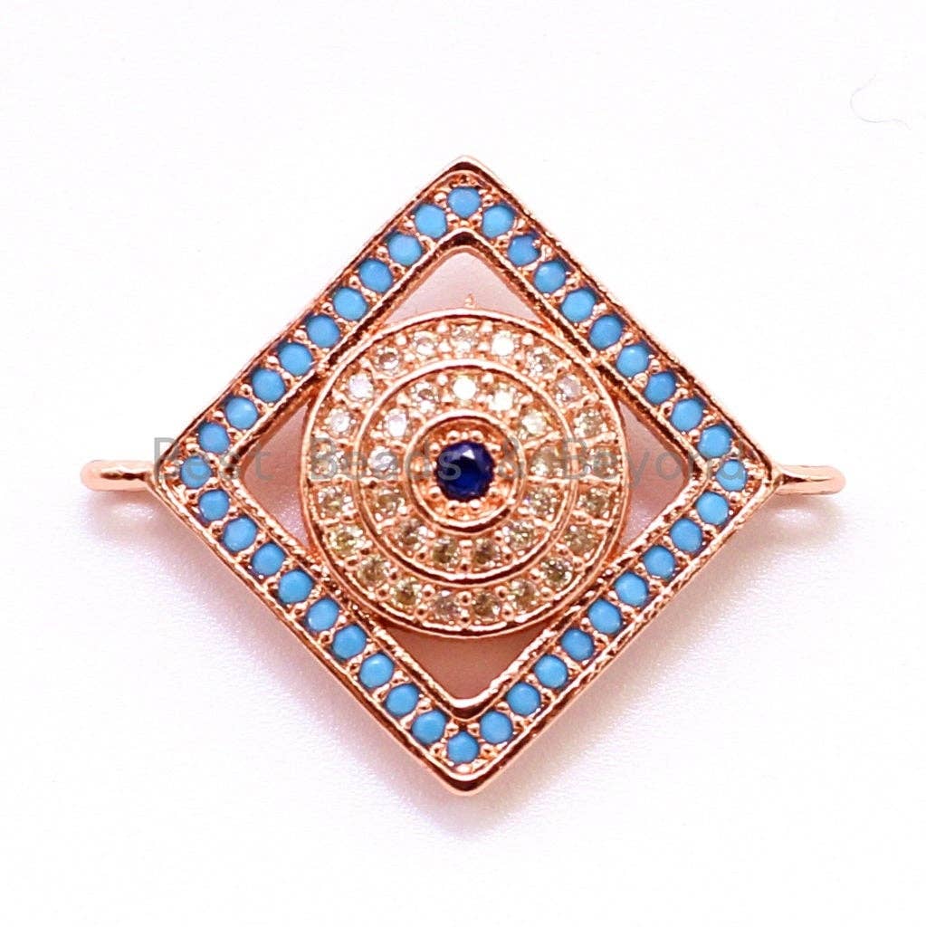 CZ Micro Pave Square Diamond Connector for Bracelet Necklace, Cubic Zirconia Space Connector, 21x25mm, sku#E6C