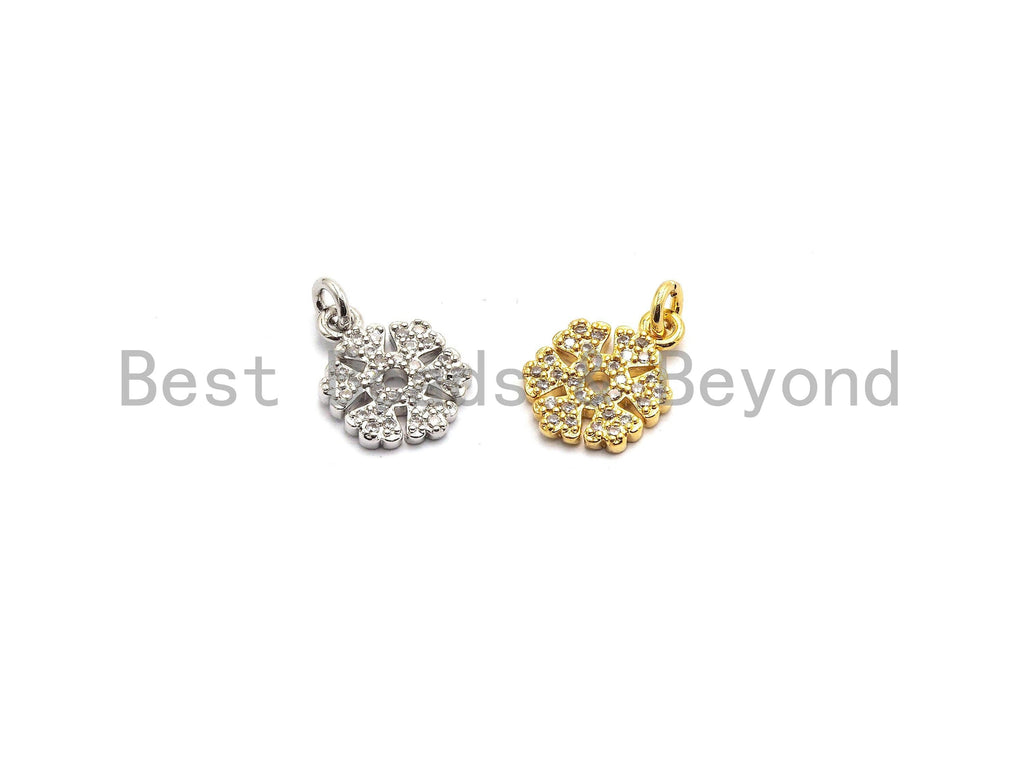 CZ Micro Pave Snowflake Pendant/Charm, Cubic Zirconia Pendant, 10x13mm,sku#F649