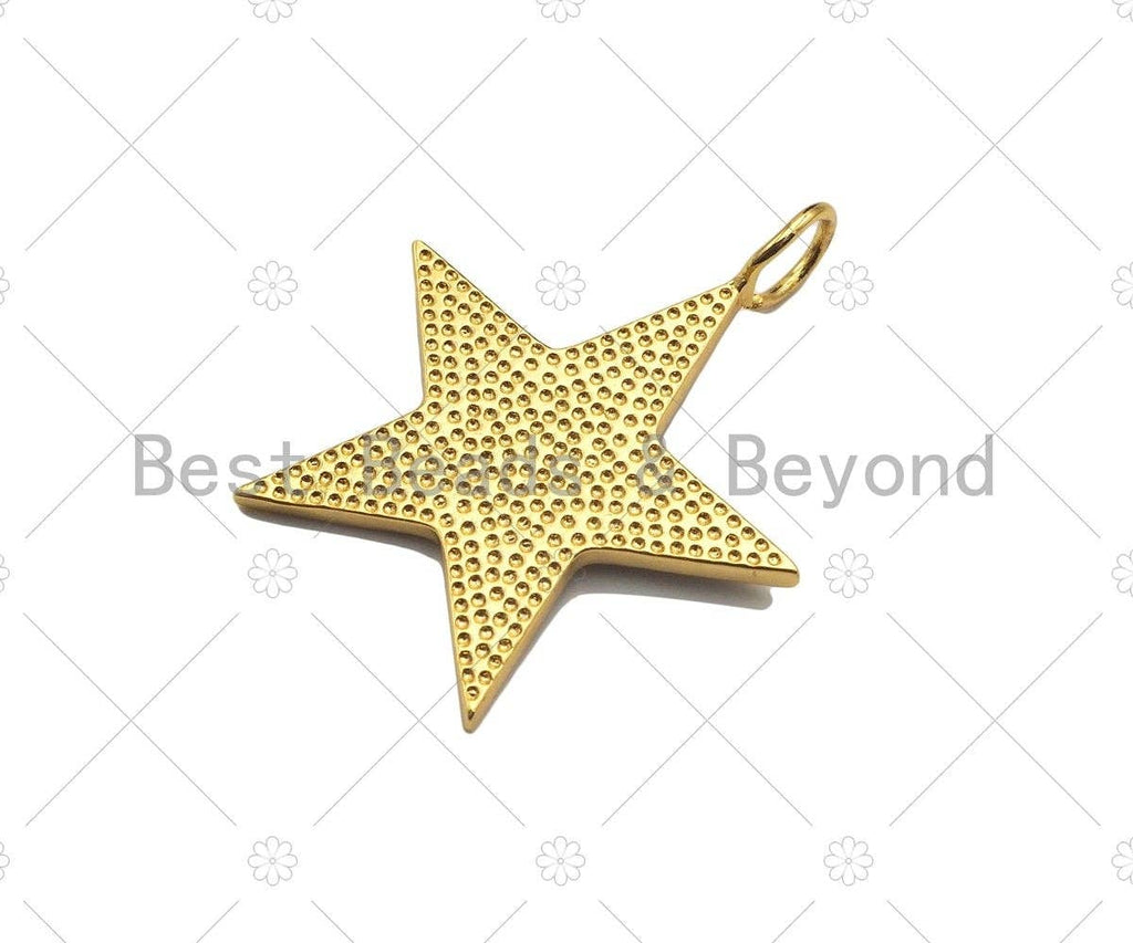 Gray Enamel Five Point Star Pendant with Gold Finish, Grey Enamel Star, Colorful Enamel Star, 14x22/24x31/33x40mm, Sku#FH172