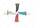Black White Red Blue Horn Shape Pendant with Gold Finish, Co
