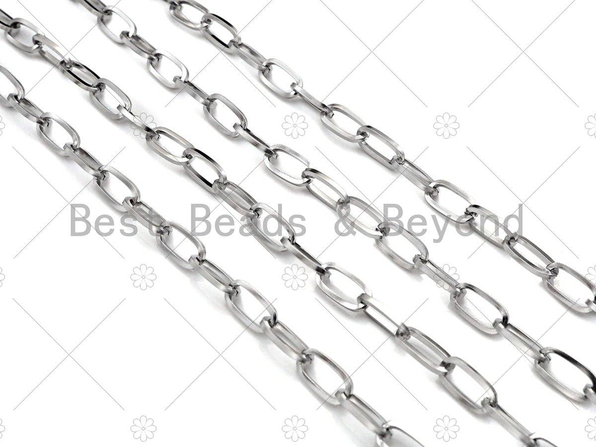 Chaîne maille ovale en acier inoxydable inaltérable, couleur argent antique, chaînes de bijoux non finies, chaîne en gros, 6x12mm, sku#A104
