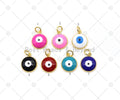 Enamel Colorful Evil Eye on Coin Shape Pendant, 18K Gold Filled Evil Eye Charm, Necklace Bracelet Charm Pendant,Sku#JL60