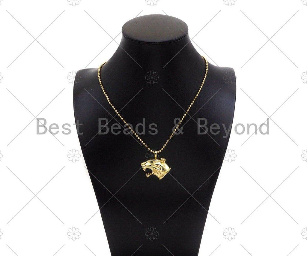 18K Gold Filled Tiger Head, Panther Head Pendant