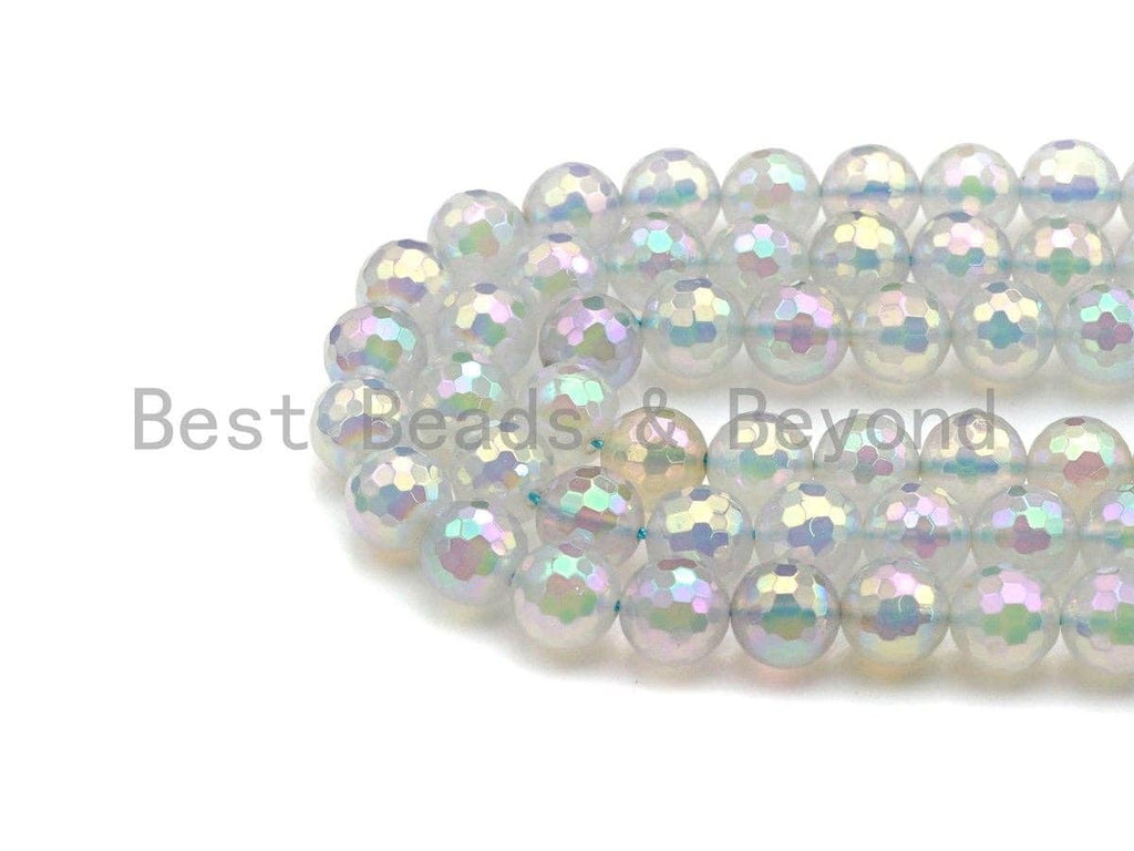 Mystic Plated Rainbow White Agate Beads, Sku#UA59