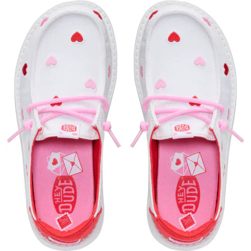 HEYDUDE Wendy Embroidered Hearts - Comfortable Slip on Shoes for Women'S Valentine'S Day