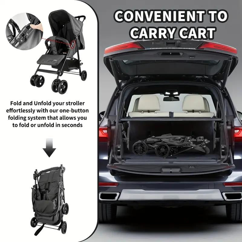 Lightweight Multi-Purpose Stroller - Modular Blackstroller, Stroller Toys,Modular Black Stroller, Babys Trollerwagon, Single Stroller,Multi-Position Recline, Summerventilation, Daily Use Everyday Stroller
