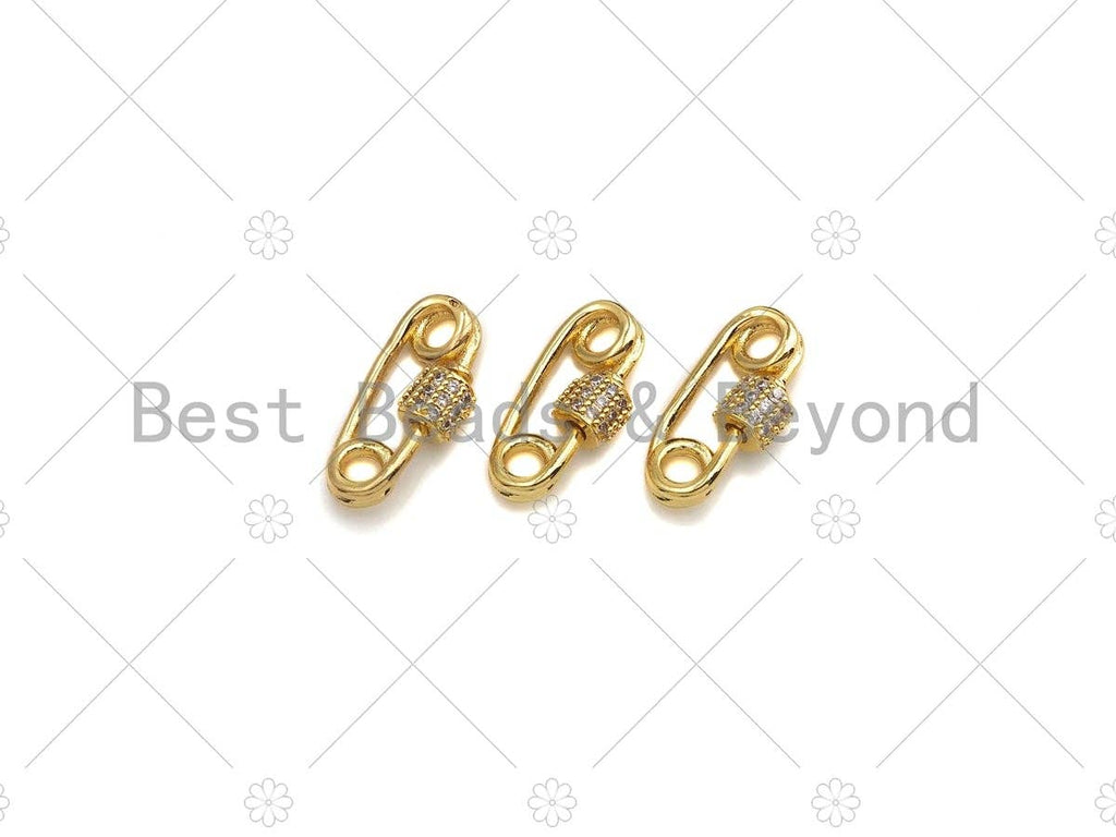 Small 18K Gold Safety Pin Clasp, Carabiner Clasp Safety pin, Paper clip connector clasp, 7x14mm, sku#LK11