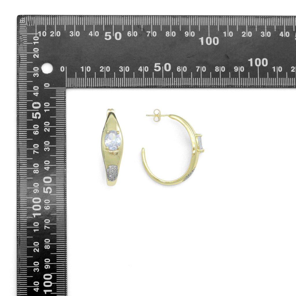 Large oval diamond hoop Earrings with , Sku#LX837