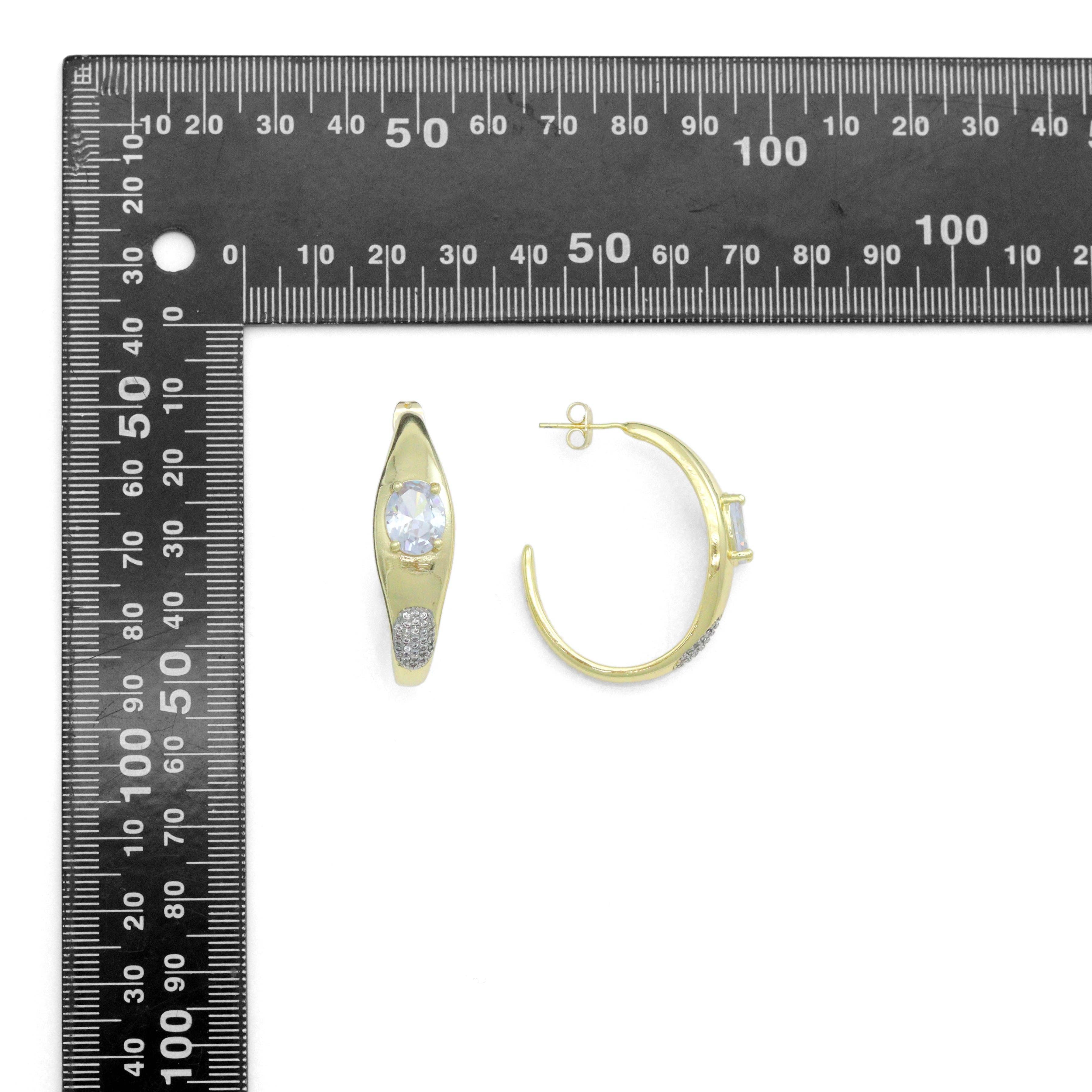 Large oval diamond hoop Earrings with , Sku#LX837