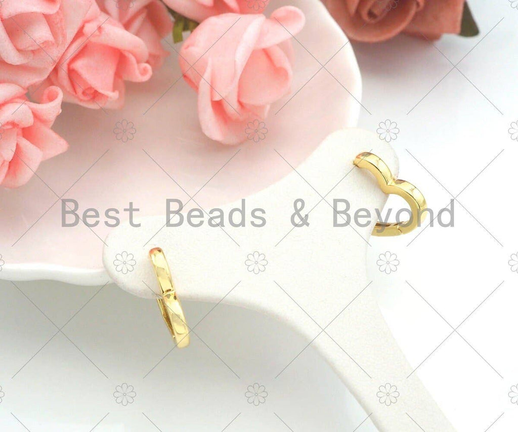 Gold Heart Shape Huggie Earring, Sku#LD59