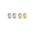 Clear CZ Silver Gold Medium size Hoop Earrings, Sku#A477