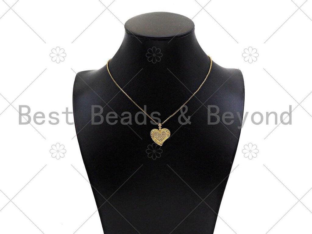 Gold Filled CZ Micro Pave Heart On Heart Shape Pendant, 18K Gold Filled Heart Charm, Necklace Bracelet Charm Pendant,20x23mm,Sku#LK335