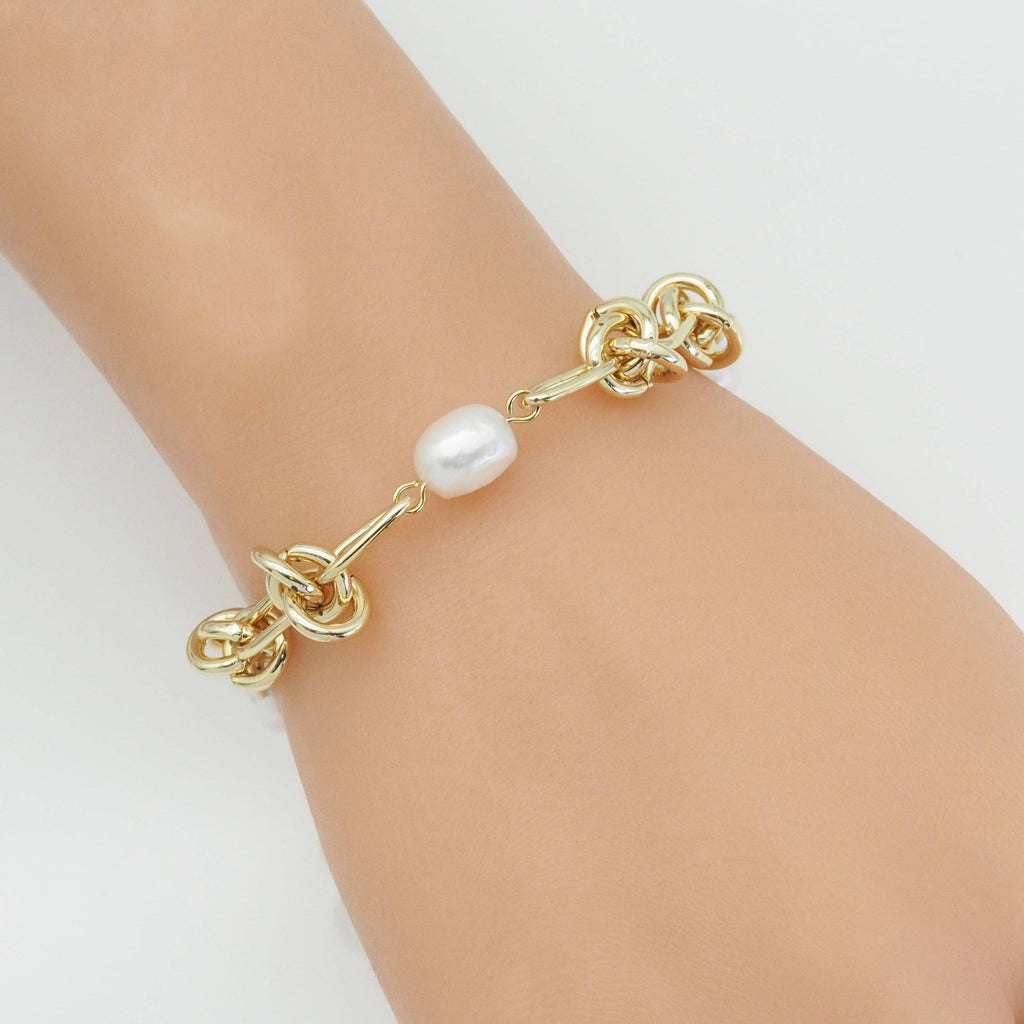 Knotted Chain Fresh Water Pearl Necklace Bracelet, sku#EF497