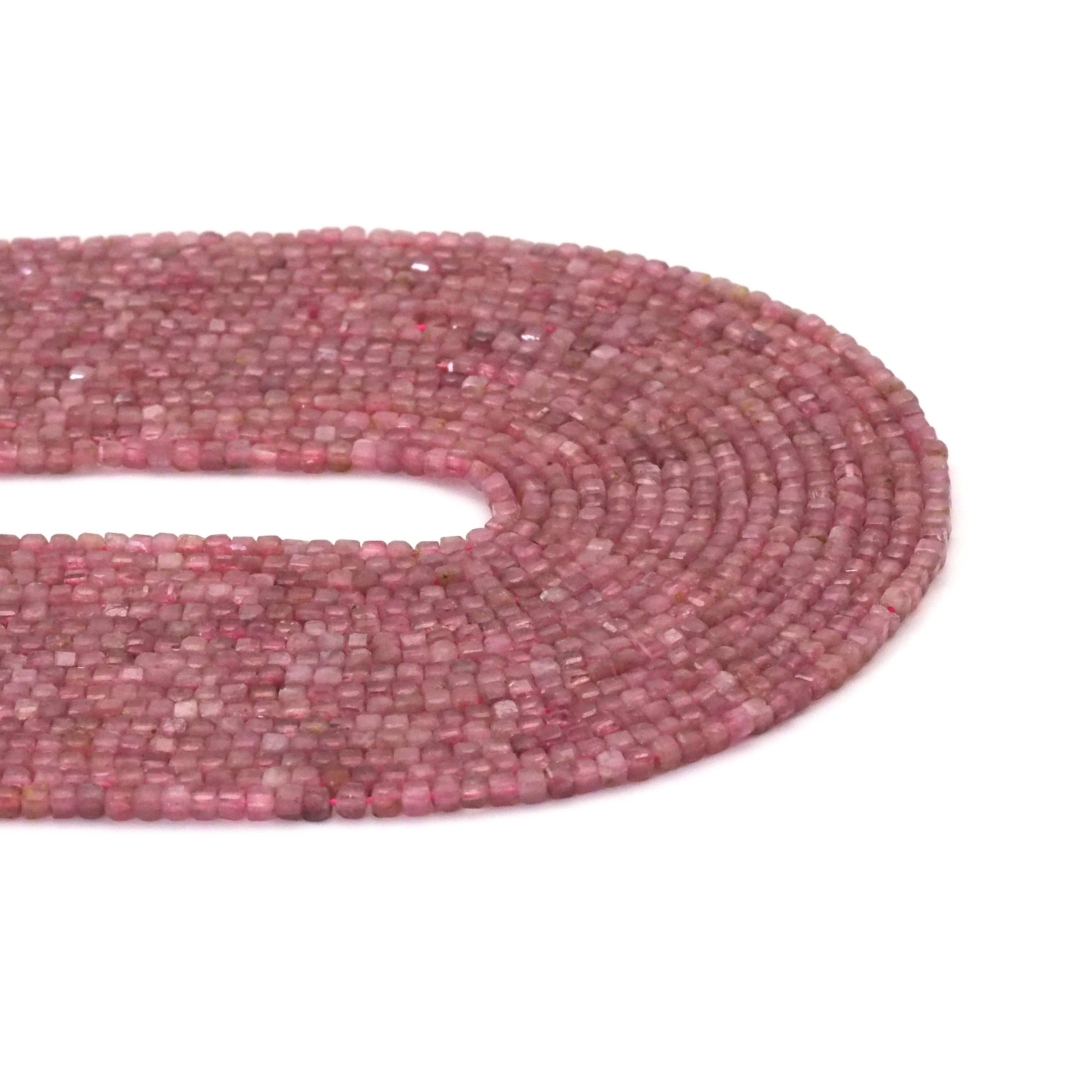 Genuine Pink Tourmaline Faceted Cube Beads, 2.5mm, Sku#U1521