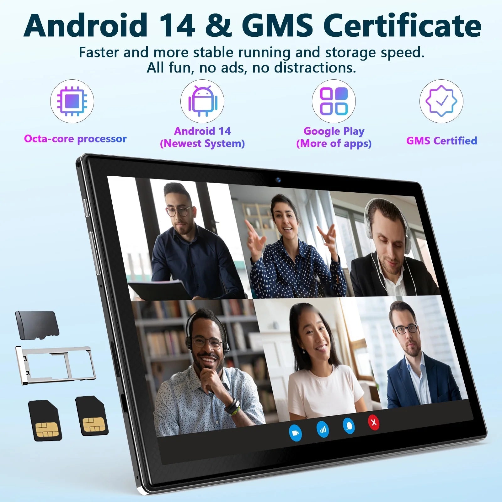 Tablet 2026 Newest Android 14 Tablet, 10 Inch Tablet,5G Wi-Fi Tablet Computer,2 in 1 Tablet with Keyboard, 128GB ROM+16(8+8)GB RAM + 1TB Expand,Octa-Core Processor,1920 * 1200 Ips,Bluetooth,Gps,Black