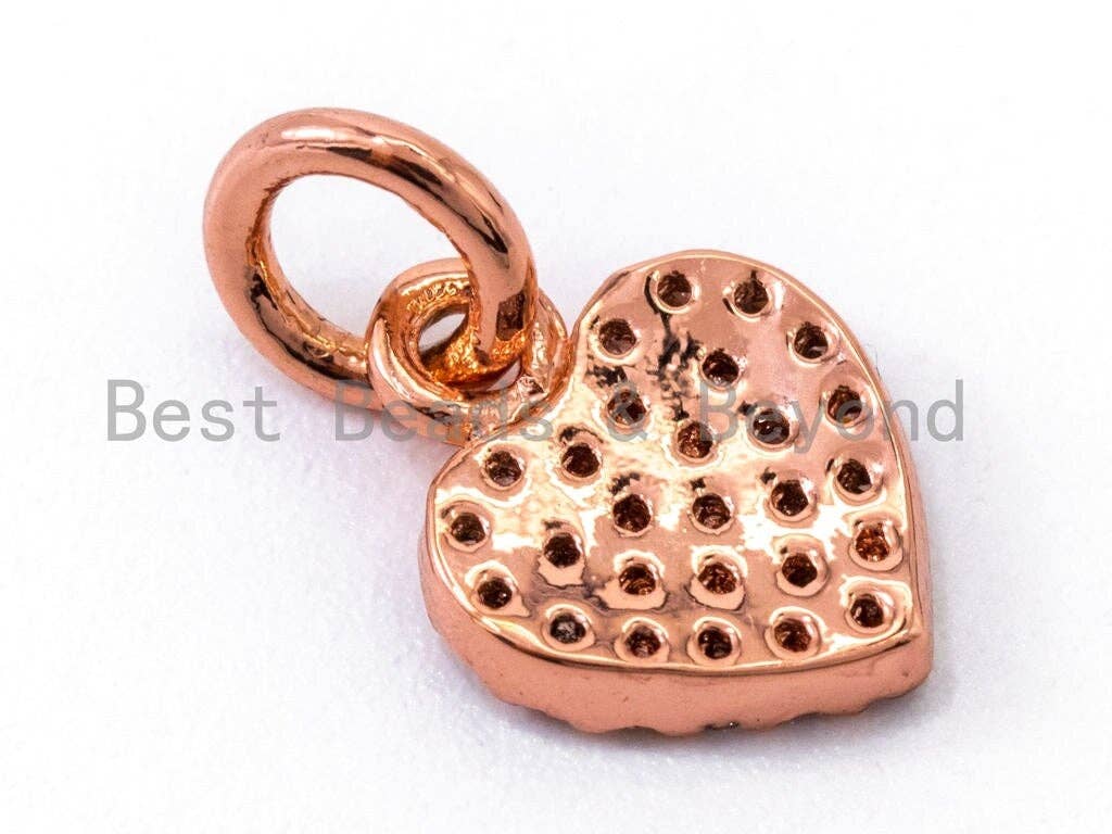 Clear CZ Micro Pave 7x9mm Heart Charm, Sku#Y29