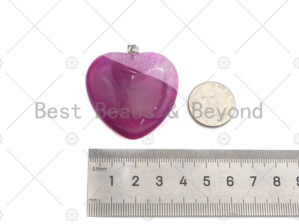 High Quality Natural Druzy Agate Heart Pendant, Blue/Whtie Black/Hot Pink/Purple/Green Necklace Agate Pendant,40mm,Sku#YK18