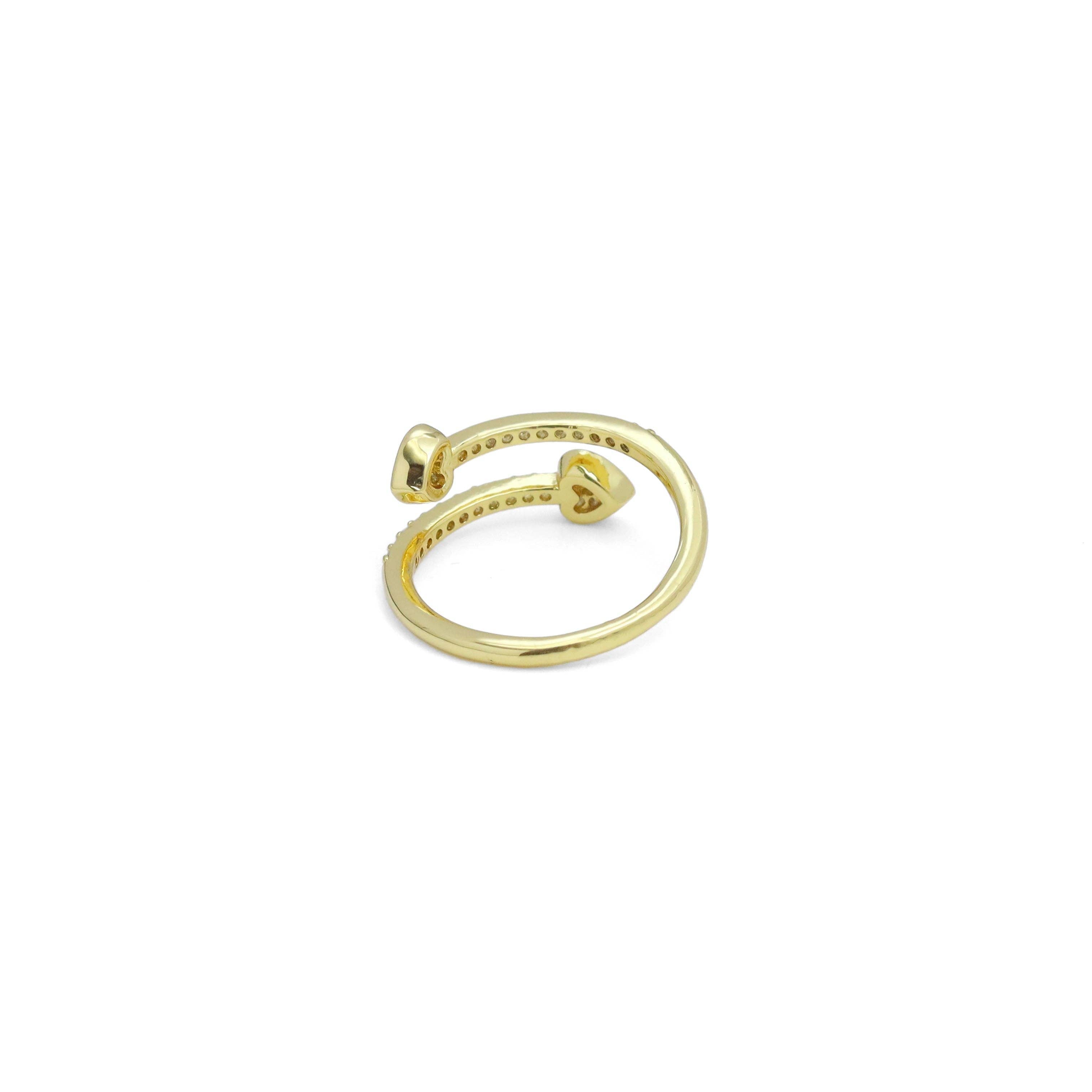 Clear CZ Gold Silver Heart Tip Wrap Adjustable Ring, Sku#A327