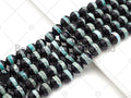 Dzi Agate Faceted Round Beads with Blue Line, 6mm/8mm/10mm/12mm, Light Blue Black Tibetan Beads, Agate Beads, 15.5'' Full Strand,Sku#U1071