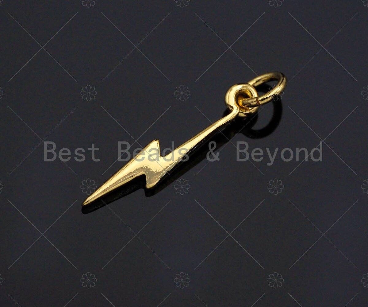 Gold/Sliver/Rose Gold/Gunmetal Lightning Charms, Dainty Lightning Charms, Lightning Charm, Necklace Charms, 3x18mm, Sku#Z1179