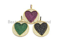 CZ Large Round With Heart Pendant, Sku#F689C