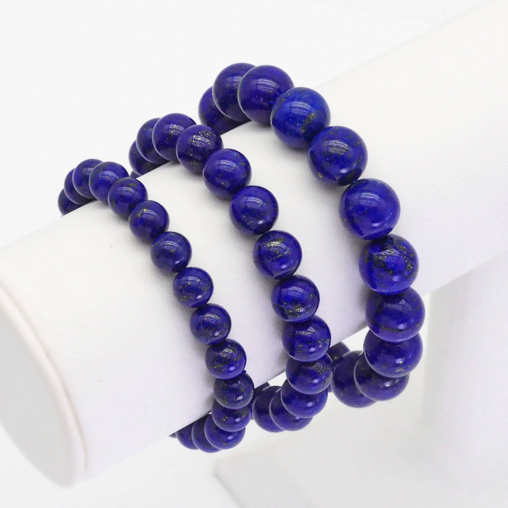 Genuine Quality Lapis Stretchy Bracelet, 8mm/10mm/12mm Round Smooth, Sku#EF362