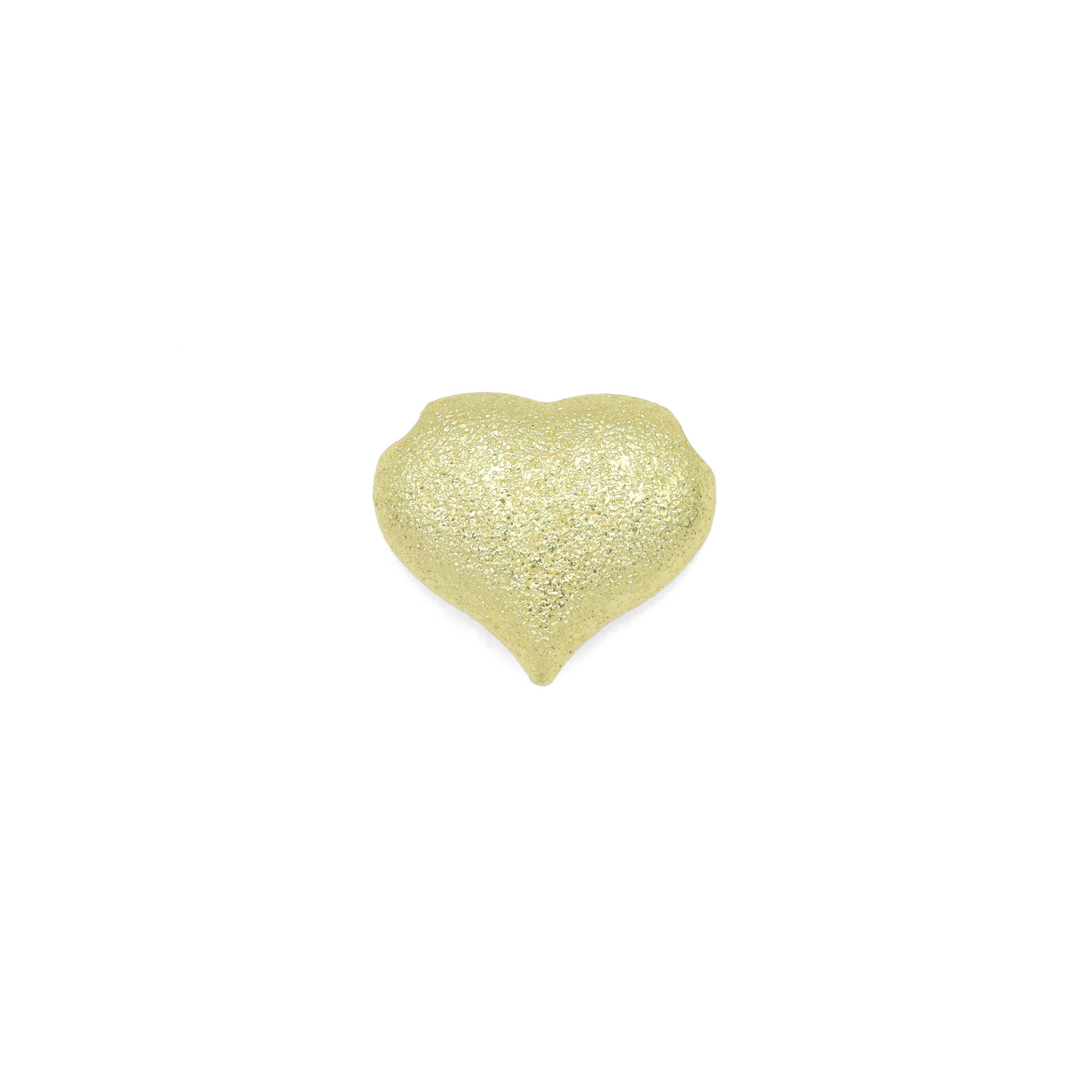 Sparkly Gold Puffy Heart Shape Charm Pendant, Sku#LD644