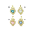 Big Crystal Gold Heart lotus flower Charm Pendant, Sku#LK1090