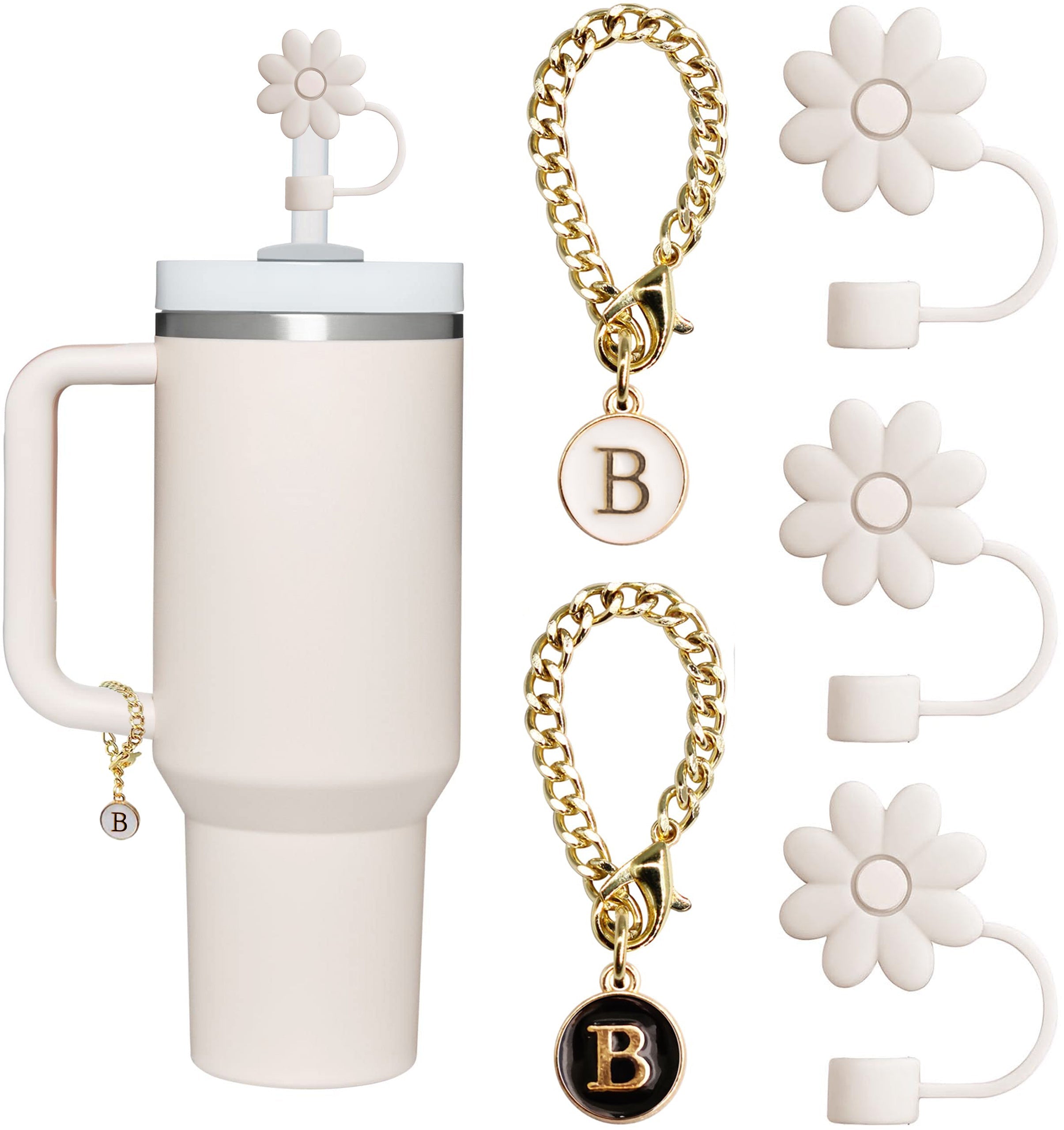 Accessoires de charms lettres pour tasse, 5 charms de poignée lettre ID de nom pour gobelet Simple Modern Cloud