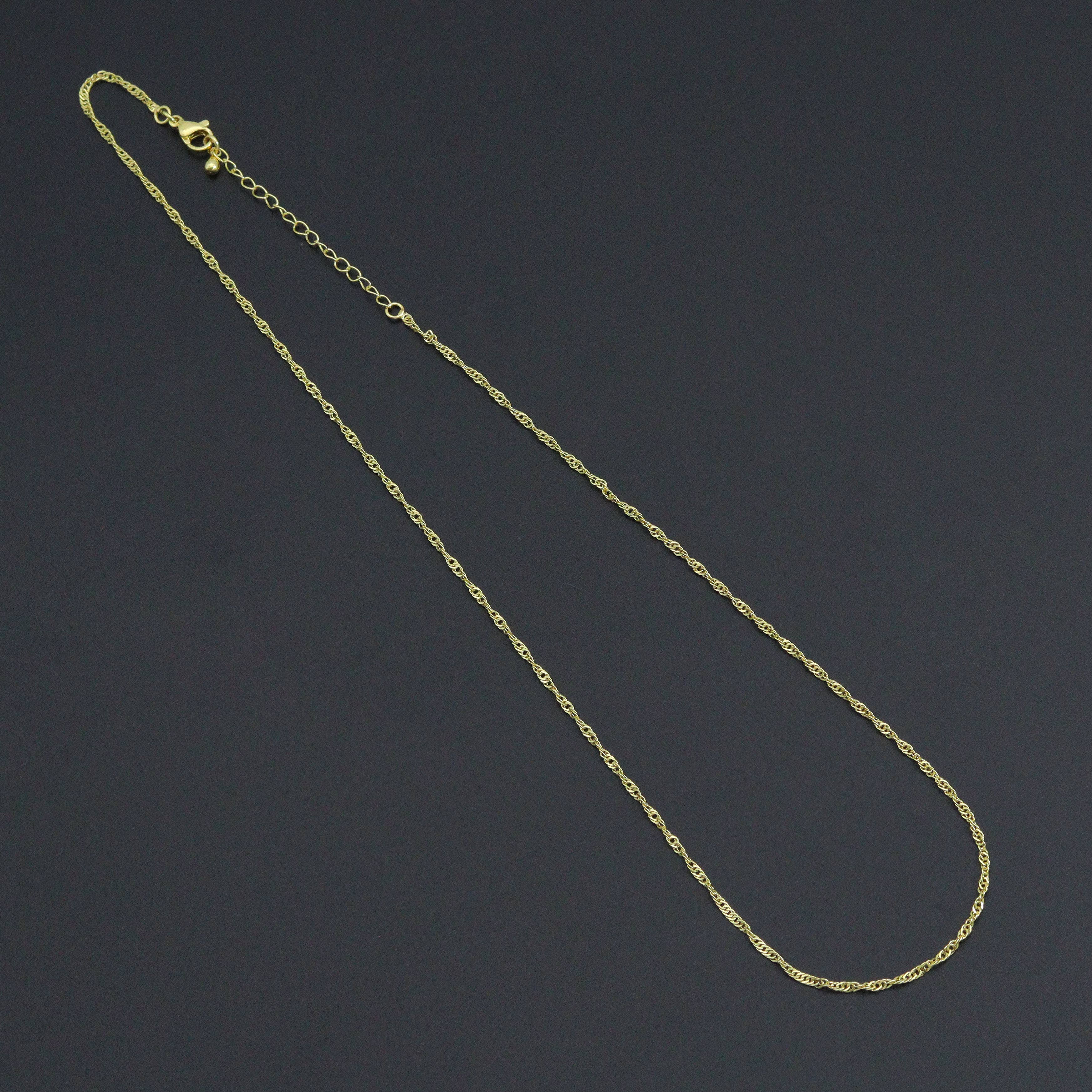 18K Gold Finished Gold Singapore Chain Necklace, sku#JD05
