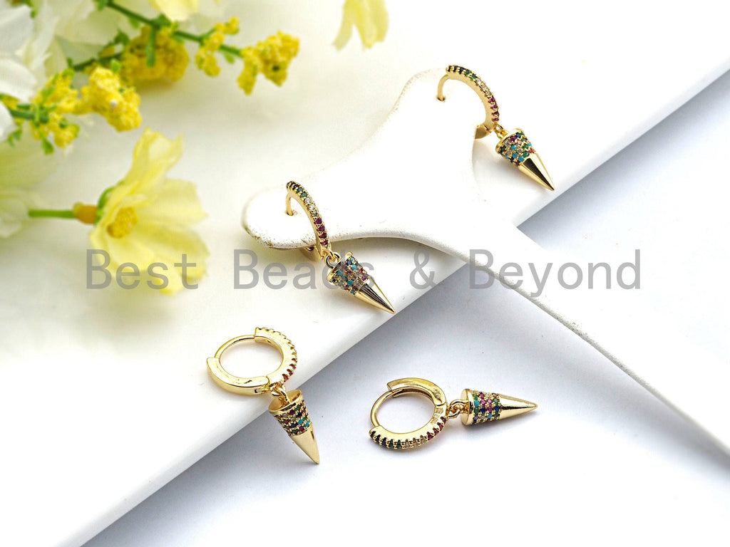 CZ Spike Dangle Earrings, Sku#J67