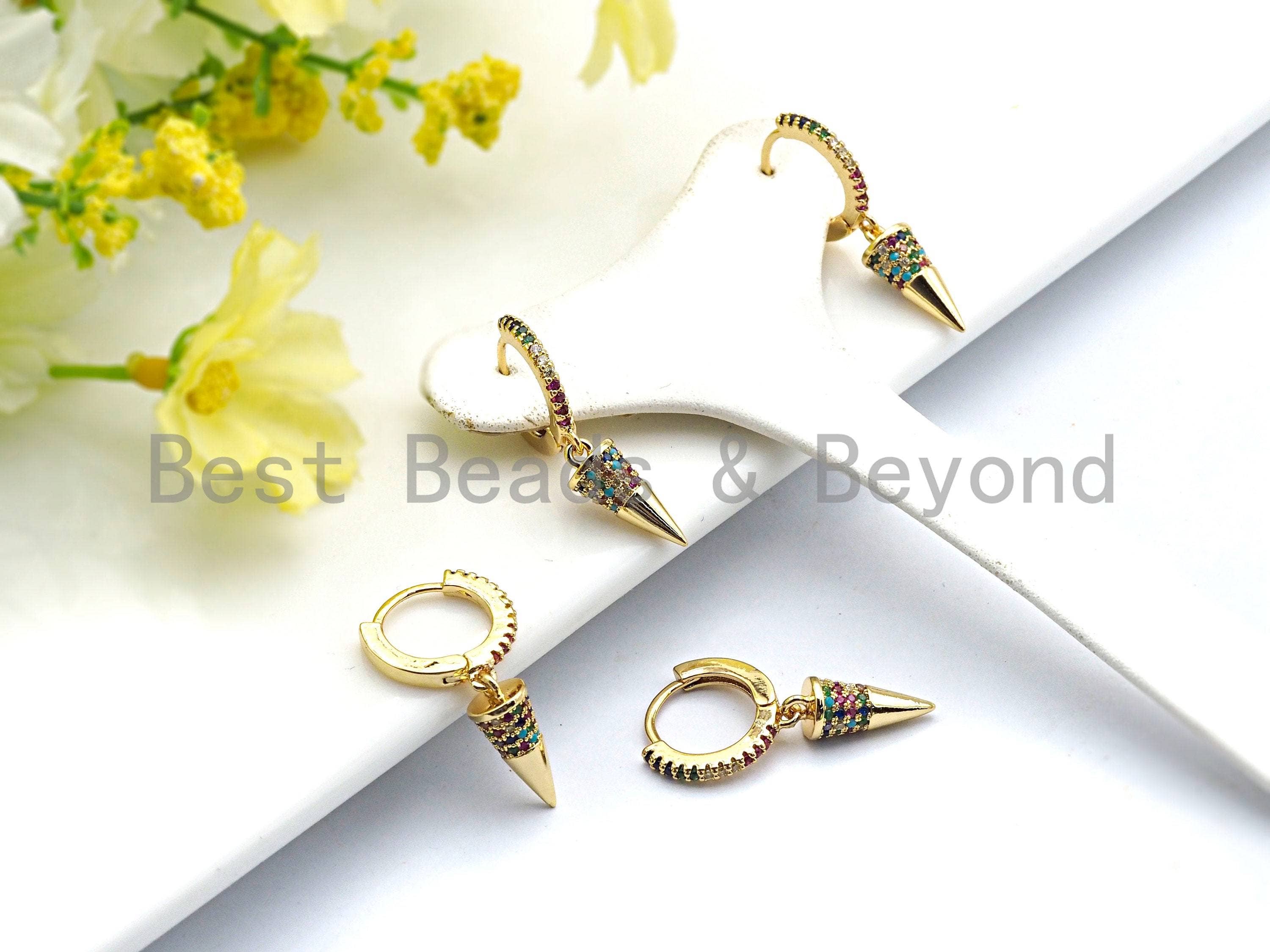 CZ Spike Dangle Earrings, Sku#J67