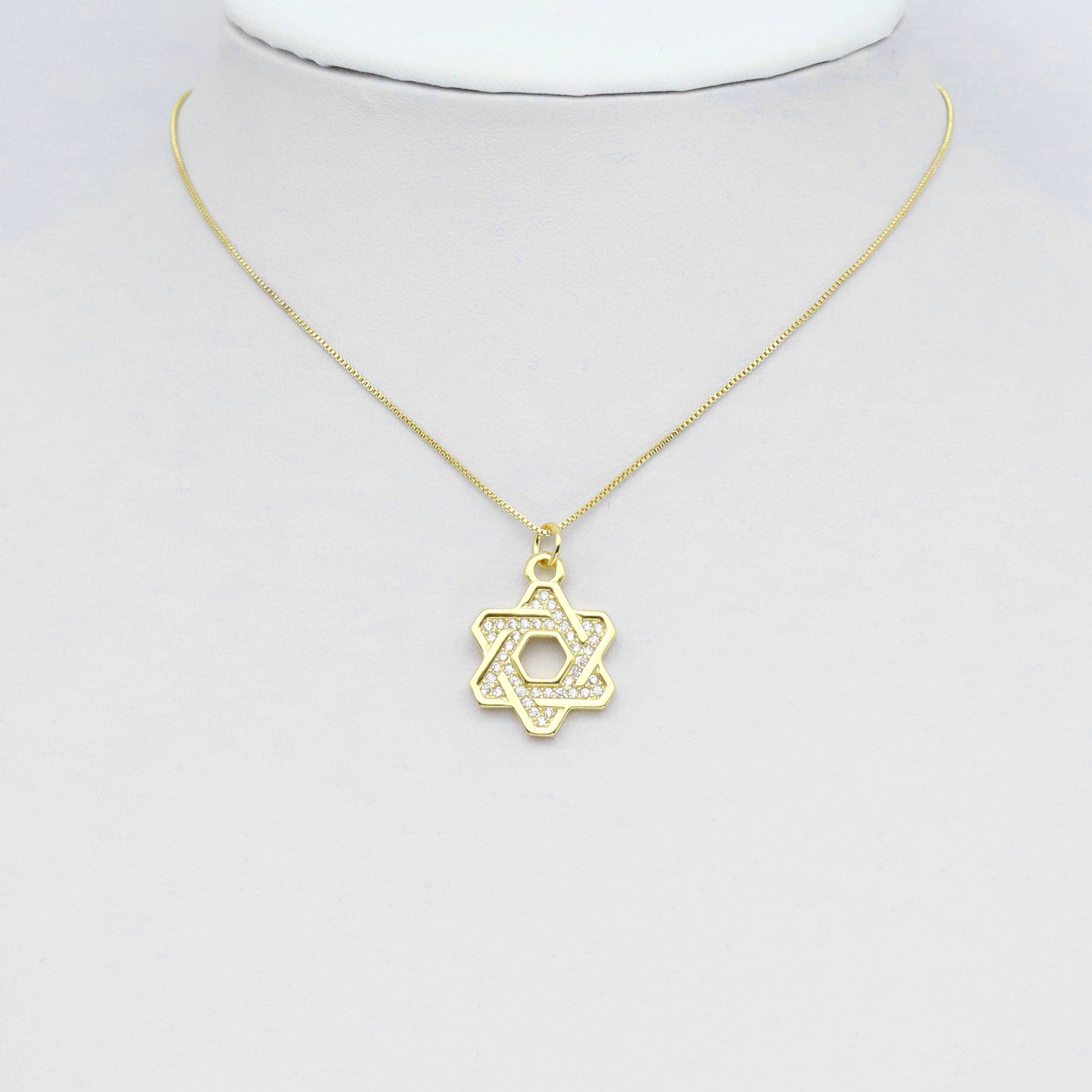 CZ Pave Jewish Star of David Pendant, Sku#LX598
