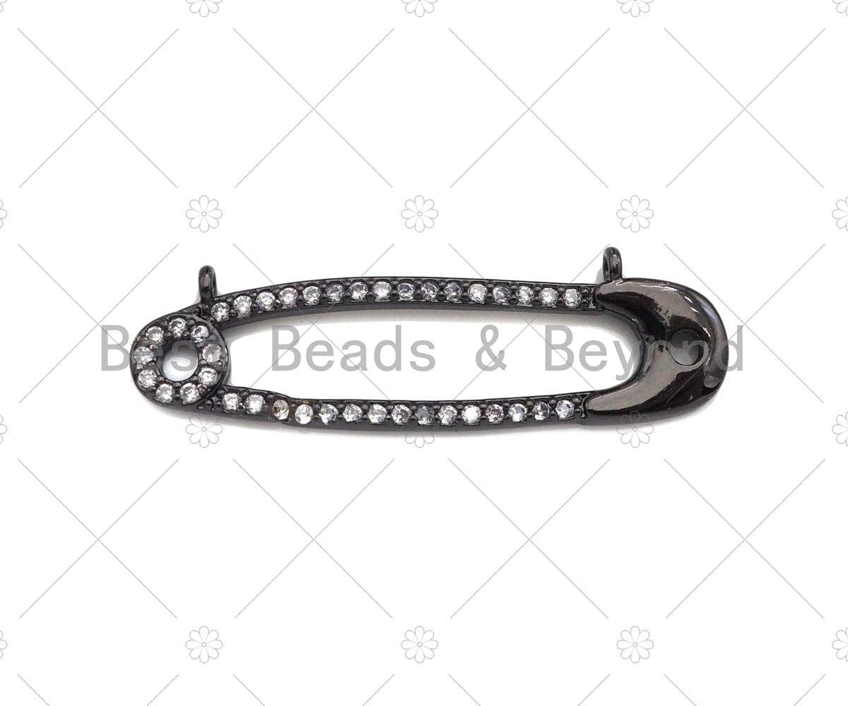 CZ Micro Pave Safety Pin Shape Pendant,sku#L282
