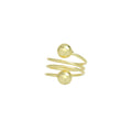 Gold Swirl Line Ball end Adjustable Ring, Sku#JL197