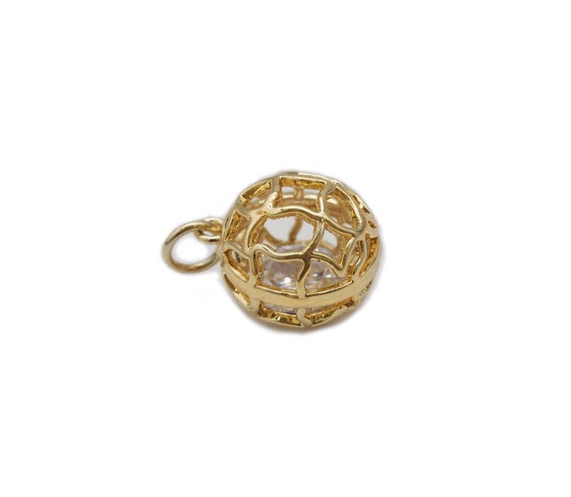 CZ Round Ball with big CZ Inside Charm, Sku#CP43