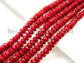 High Quality Natural Dyed Red Coral Beads, 3x4mm Rondelle Faceted Gemstone Beads, Coral Beads, Red Sparkle beads, 15.5inch strand, SKU#U117