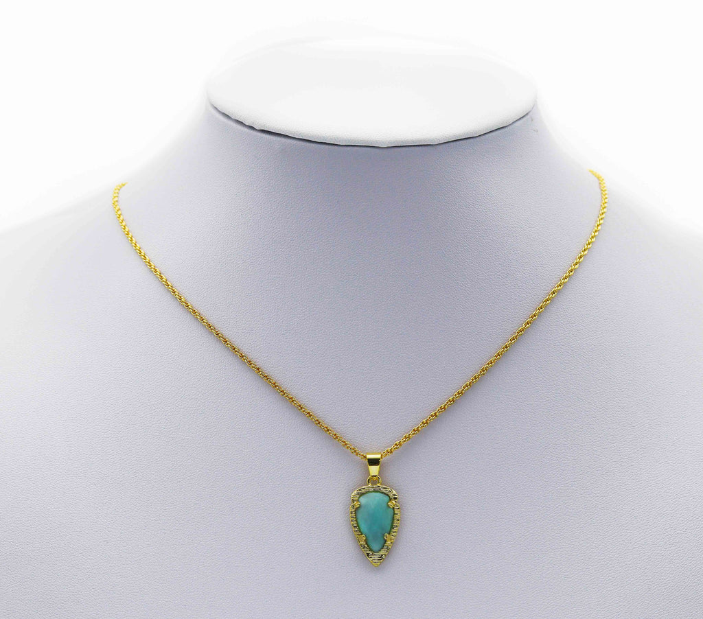 Gold Colorful Teardrop Gemstone Charm, Sku#LY08