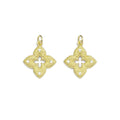 Clear CZ Gold Quatrefoil Flower Charm, Sku#LX366
