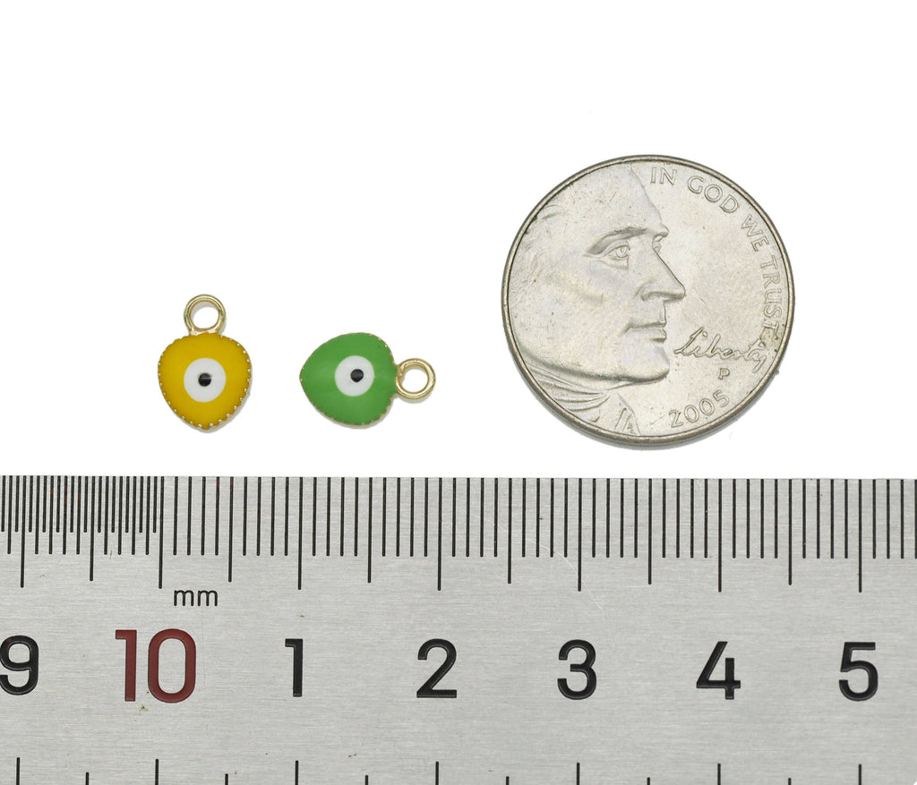 Enamel Evil Eye On Heart Pendant, Sku#B175