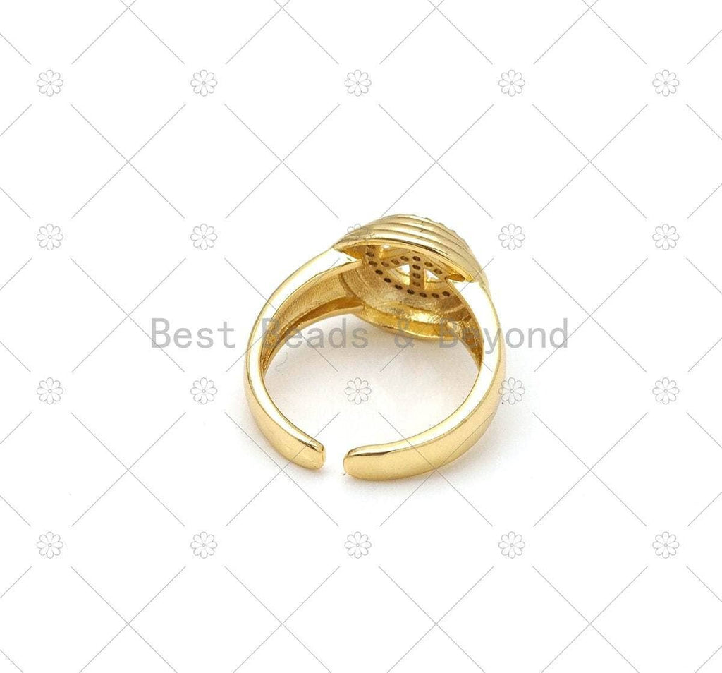 CZ Peace Sign Adjustable Ring, Sku#X277